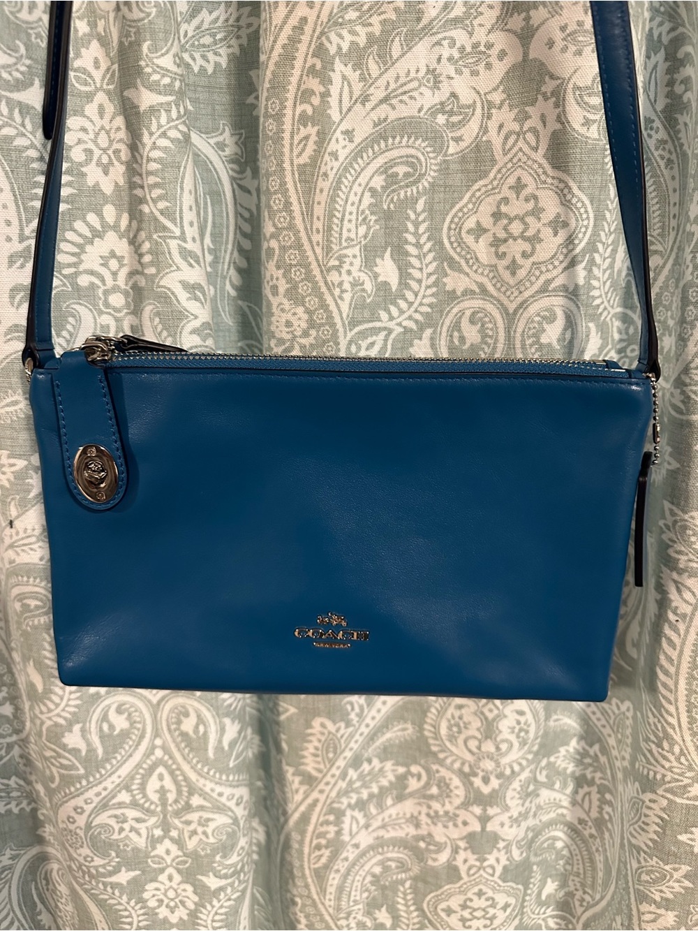 Coach Teal-Blue Leather Crossbody Bag